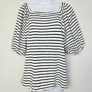 Maurices Large Black White Striped Puff Sleeve Top Women’s L